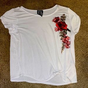 White Tee with floral decal